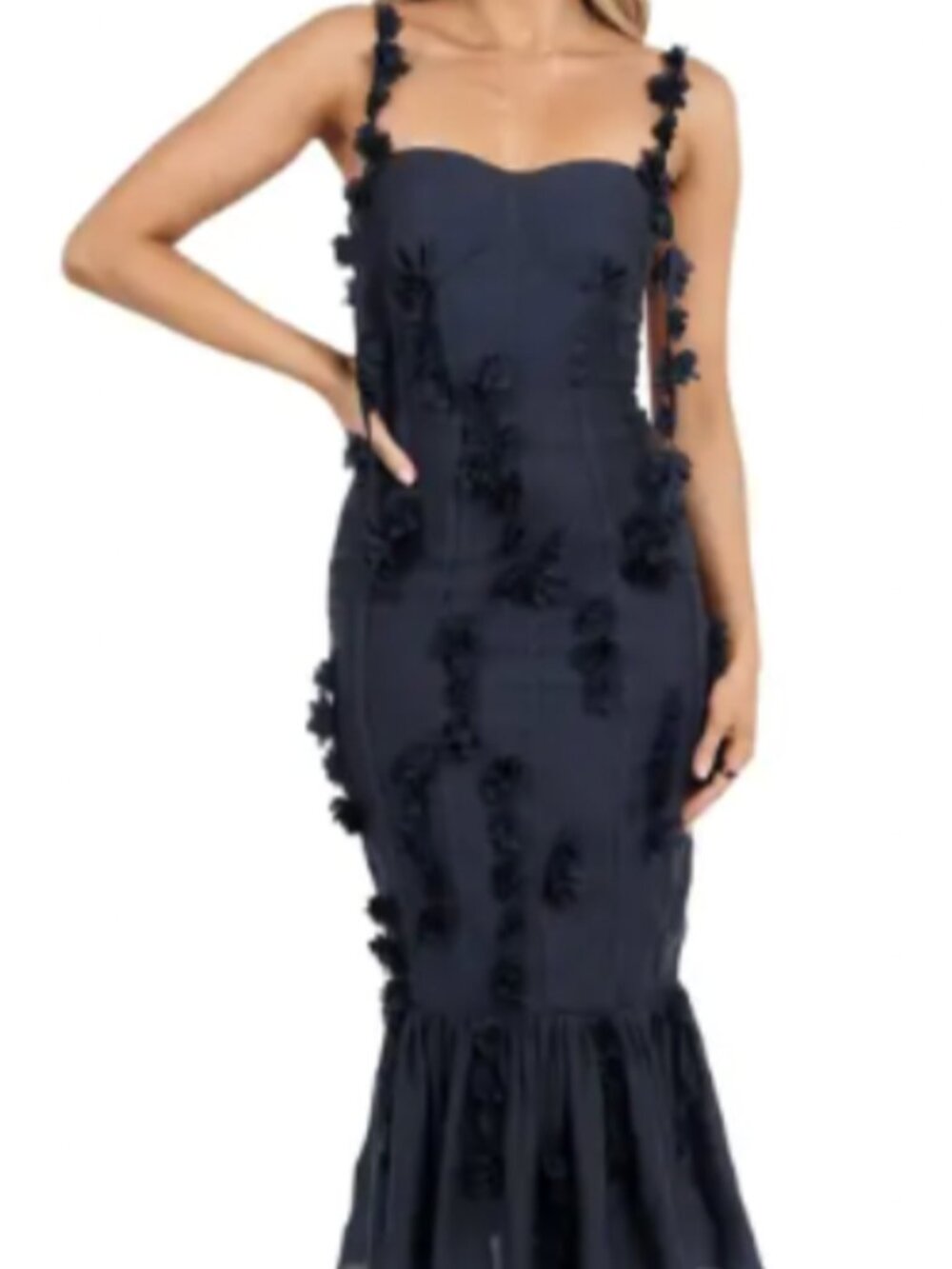 Petal & Pup Posedly Rosette Mermaid Midi Dress X-Small, NAVY
